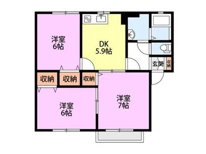 プラセール(3DK/1階)の間取り写真