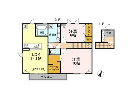 コーポ黄金島(2LDK/1階)の間取り写真