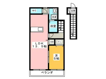 プライム ヴィエナ(1LDK/2階)の間取り写真