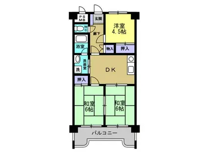 長根ハイツ(3DK/2階)の間取り写真