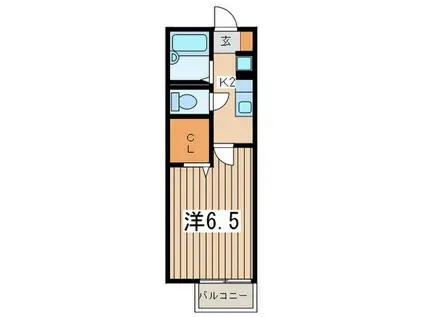 フローラルガーデン(1K/2階)の間取り写真