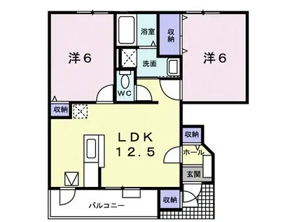 アムールメゾンB(2LDK/1階)の間取り写真