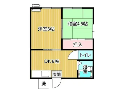 岡ハイツ B(2DK/1階)の間取り写真