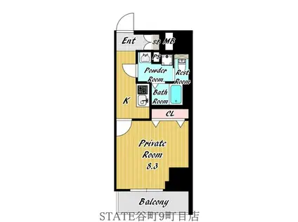 エグゼ天王寺II(1K/4階)の間取り写真