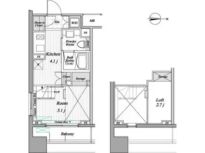 レジディア錦糸町II(ワンルーム/2階)の間取り写真