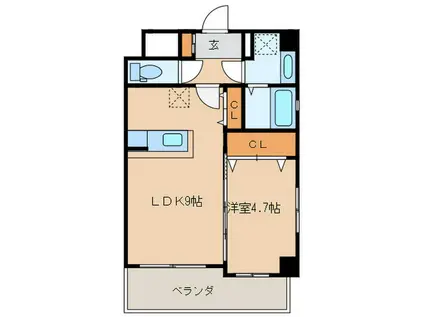 クレインケープII(1LDK/6階)の間取り写真