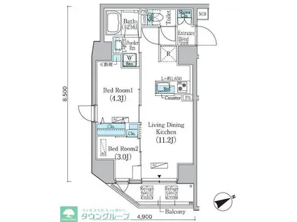 プライムブリス蔵前(2LDK/5階)の間取り写真