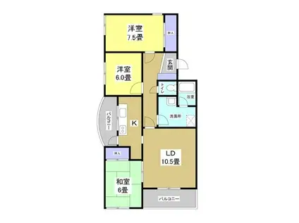 明開ハイツA(3DK/2階)の間取り写真