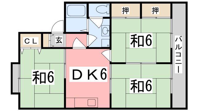 くすのきハイツIII(3DK/2階)の間取り写真