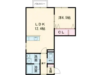 ロックポイントVI(1LDK/1階)の間取り写真
