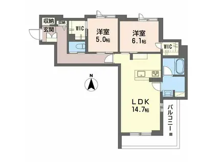 リヴィエール富沢(2LDK/3階)の間取り写真