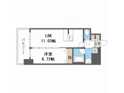 LA DOUCEUR天満(1LDK/9階)の間取り写真