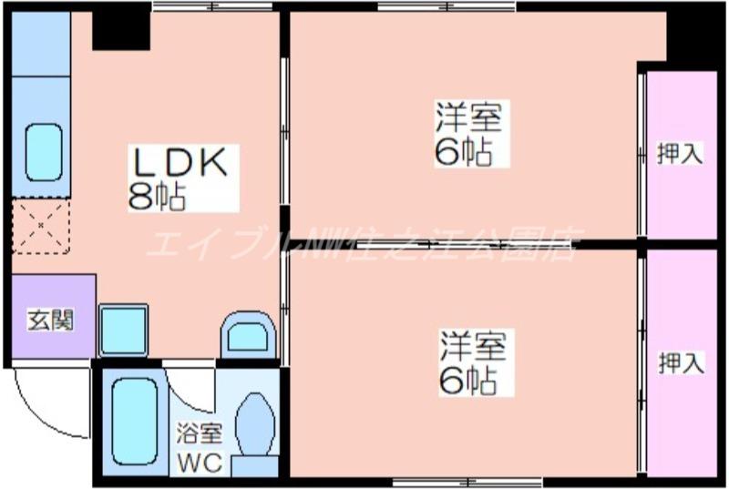 サブライムユース(2LDK/7階)の間取り写真