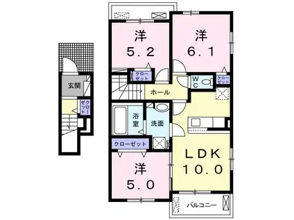 GUELL GARDEN I(3LDK/2階)の間取り写真