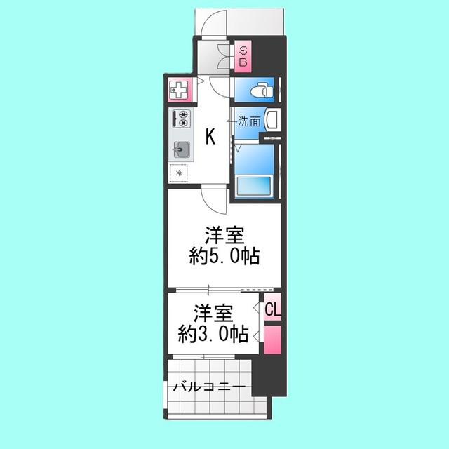 ARTIZA堺(1DK/10階)の間取り写真