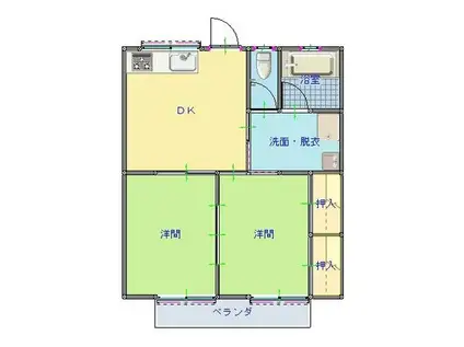 ニューメルヘンタムラ(2DK/2階)の間取り写真