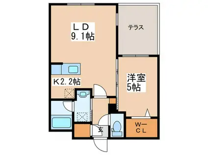 LIEN MARUYAMA(1LDK/1階)の間取り写真