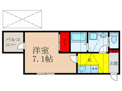 T`S TERRACE ISHIBASHIウエスト(1K/1階)の間取り写真