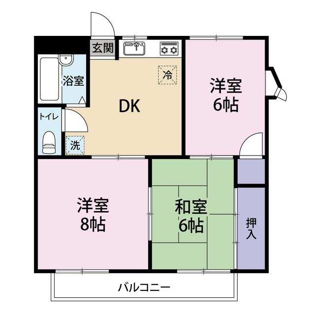 グリーン宿中(3DK/1階)の間取り写真