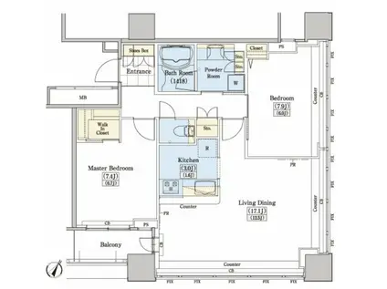 レジディアタワー上池袋(2LDK/6階)の間取り写真