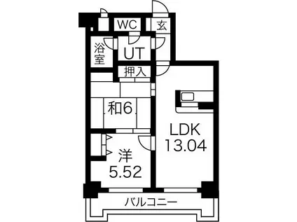 ドミ22山鼻(2LDK/3階)の間取り写真