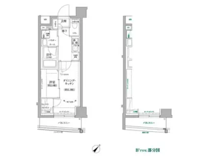 RELUXIA北赤羽(1DK/1階)の間取り写真