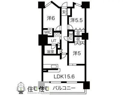 パークタワー豊田(3LDK/6階)の間取り写真
