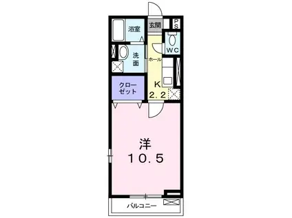 フェリシア(1K/1階)の間取り写真