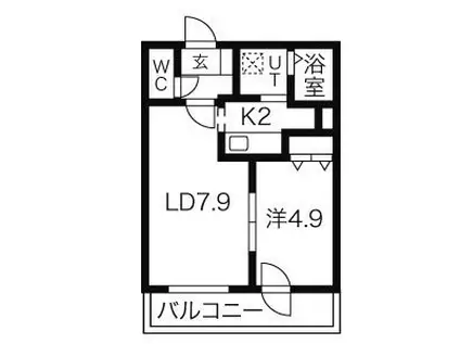 クレア北28条(1LDK/3階)の間取り写真