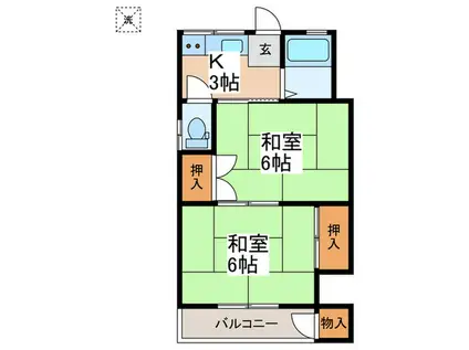 風見鶏ハイツ(2K/2階)の間取り写真