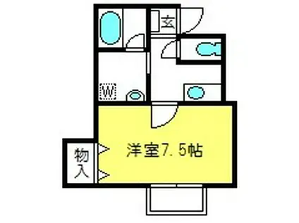 フローラ(1K/2階)の間取り写真