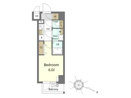 エスーレジデンス横濱吉野町バージョン(1K/5階)の間取り写真