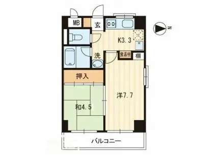 アヴニール若宮(2K/5階)の間取り写真