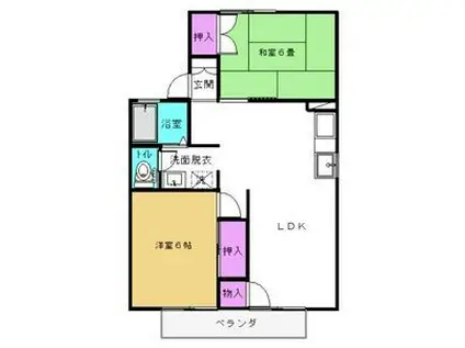 セジュールベル(2LDK/2階)の間取り写真