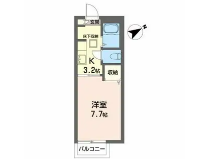 グランディ山の寺(1K/1階)の間取り写真