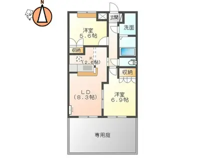 レジデンス城西II(2LDK/1階)の間取り写真