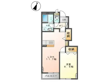 ミルキーハウス(1LDK/1階)の間取り写真