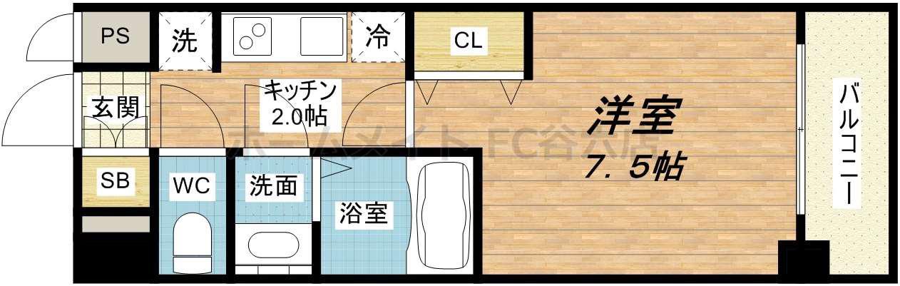 レインボーコート南堀江(1K/11階)の間取り写真