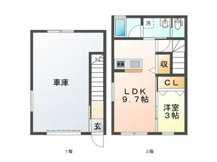 GARAGE TRIAD(1LDK/2階)の間取り写真