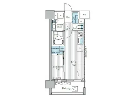 テラ蚕糸の森(1LDK/8階)の間取り写真