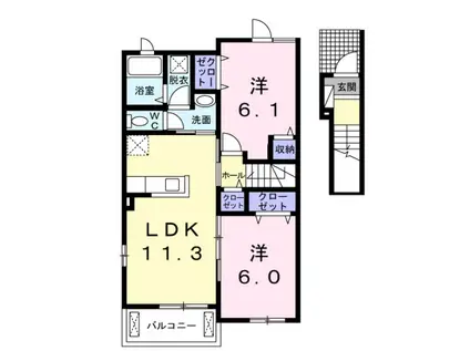 カルムメゾンII(2LDK/2階)の間取り写真