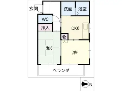 セントラルハイツ駒方(2DK/3階)の間取り写真