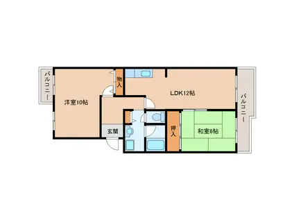 タラ生駒I(2LDK/2階)の間取り写真