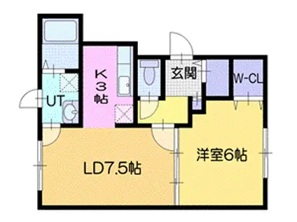 ウェンディクレセントII(1LDK/1階)の間取り写真