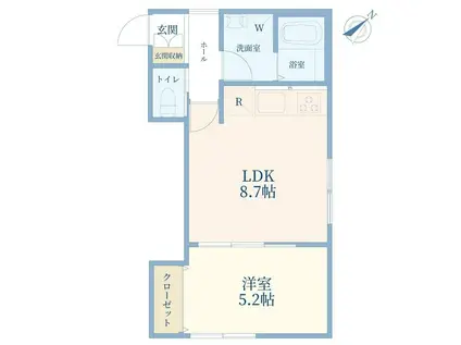 ユービ10(1LDK/2階)の間取り写真