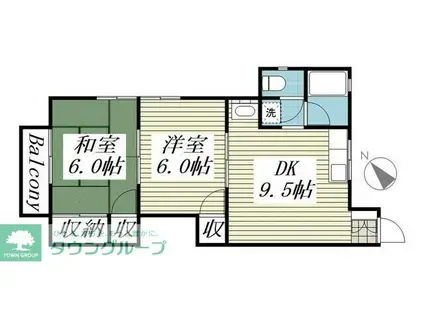 新葉ラピス南柏(2DK/2階)の間取り写真