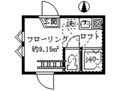 フェリススイートピー(ワンルーム/2階)の間取り写真