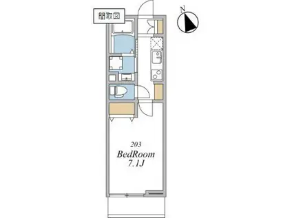ウインドテラス津田沼II(1K/2階)の間取り写真