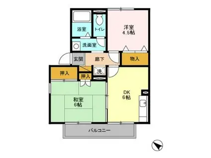 ボナール1996(2DK/2階)の間取り写真