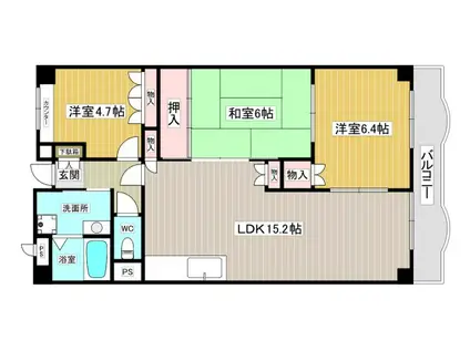 ルノン大森ドゥ(3LDK/4階)の間取り写真